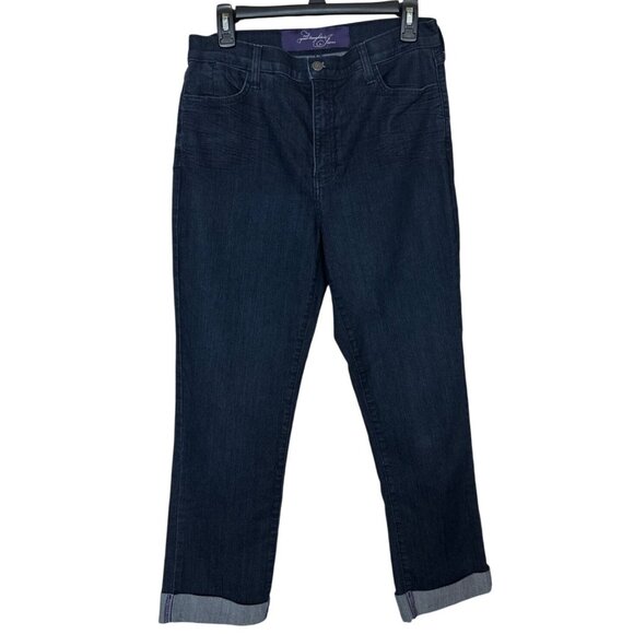 NYDJ Not Your Daughters Size 10 High Rise Jeans Straight Leg Cuff Hem - Picture 7 of 8